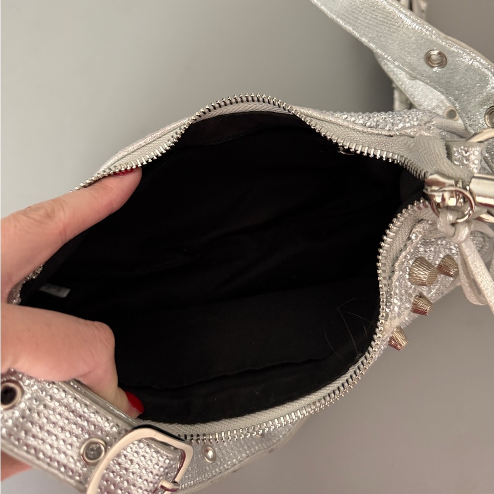 Silver Rhinestone Women's Shoulder Bag - Picture 6 of 7